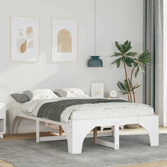 Struttura letto a terra Bianco Legno di pino massello