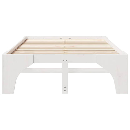 Struttura letto a terra Bianco Legno di pino massello