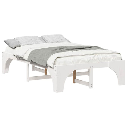 Struttura letto a terra Bianco Legno di pino massello
