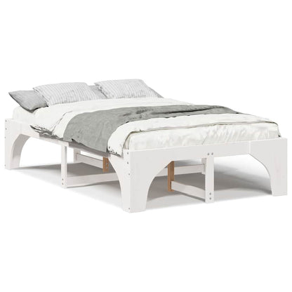 Struttura letto a terra Bianco Legno di pino massello