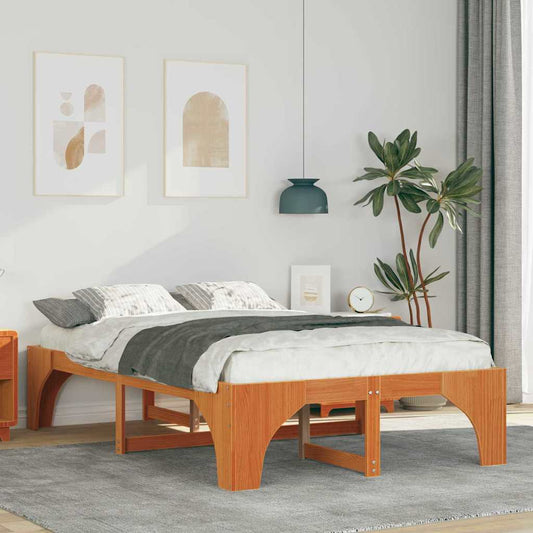 Struttura letto a terra Marrone Legno di pino massello