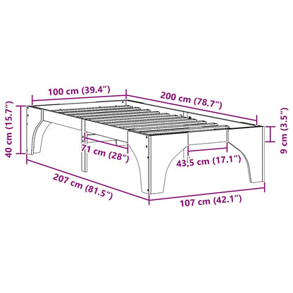 Struttura del letto Marrone 100 x 200 cm Pino massello