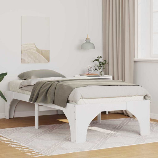 Struttura letto a terra Bianco Legno di pino massello
