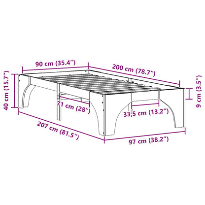 Struttura del letto Bianco 90 x 200 cm Pino massello | homemem39