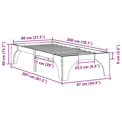 Struttura del letto Marrone 80 x 200 cm Pino massello