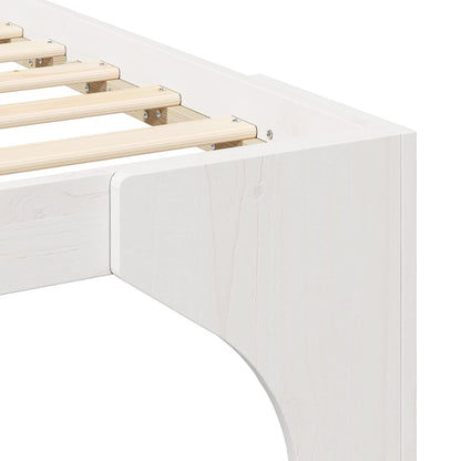 Struttura letto a terra Bianco Legno di pino massello