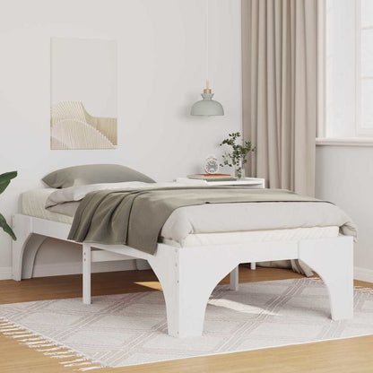 Struttura letto a terra Bianco Legno di pino massello