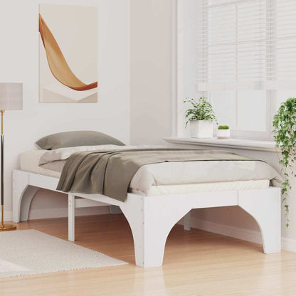 Struttura letto a terra Bianco Legno di pino massello