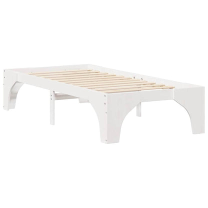 Struttura letto a terra Bianco Legno di pino massello