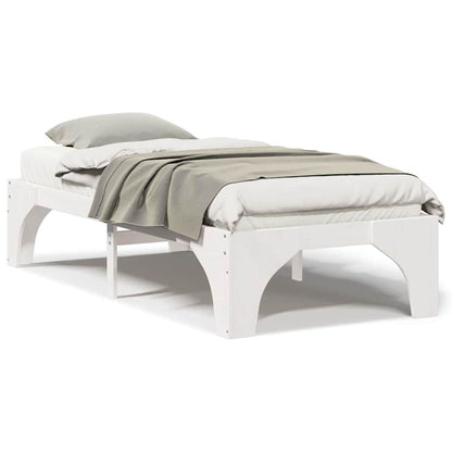 Struttura letto a terra Bianco Legno di pino massello