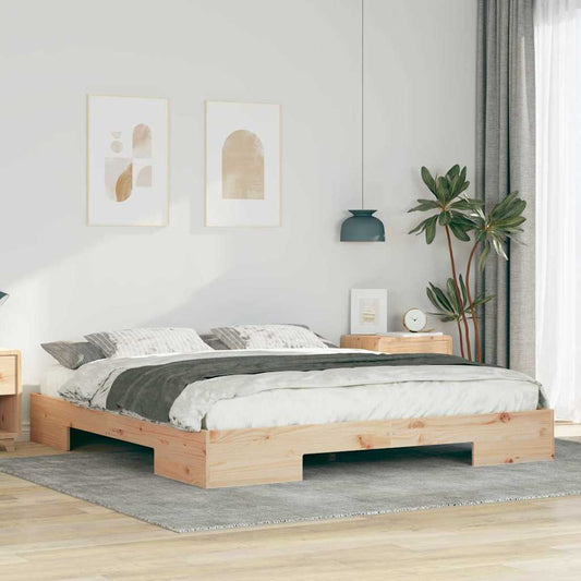 Struttura letto a terra Marrone Legno di pino massello