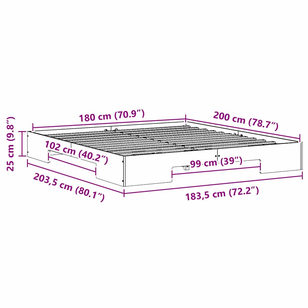 Struttura del letto Marrone 180 x 200 cm | homemem39