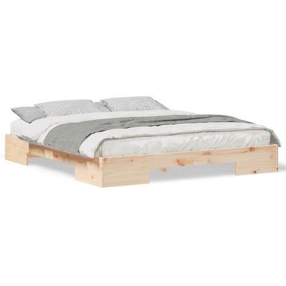 Struttura letto a terra Marrone Legno di pino massello