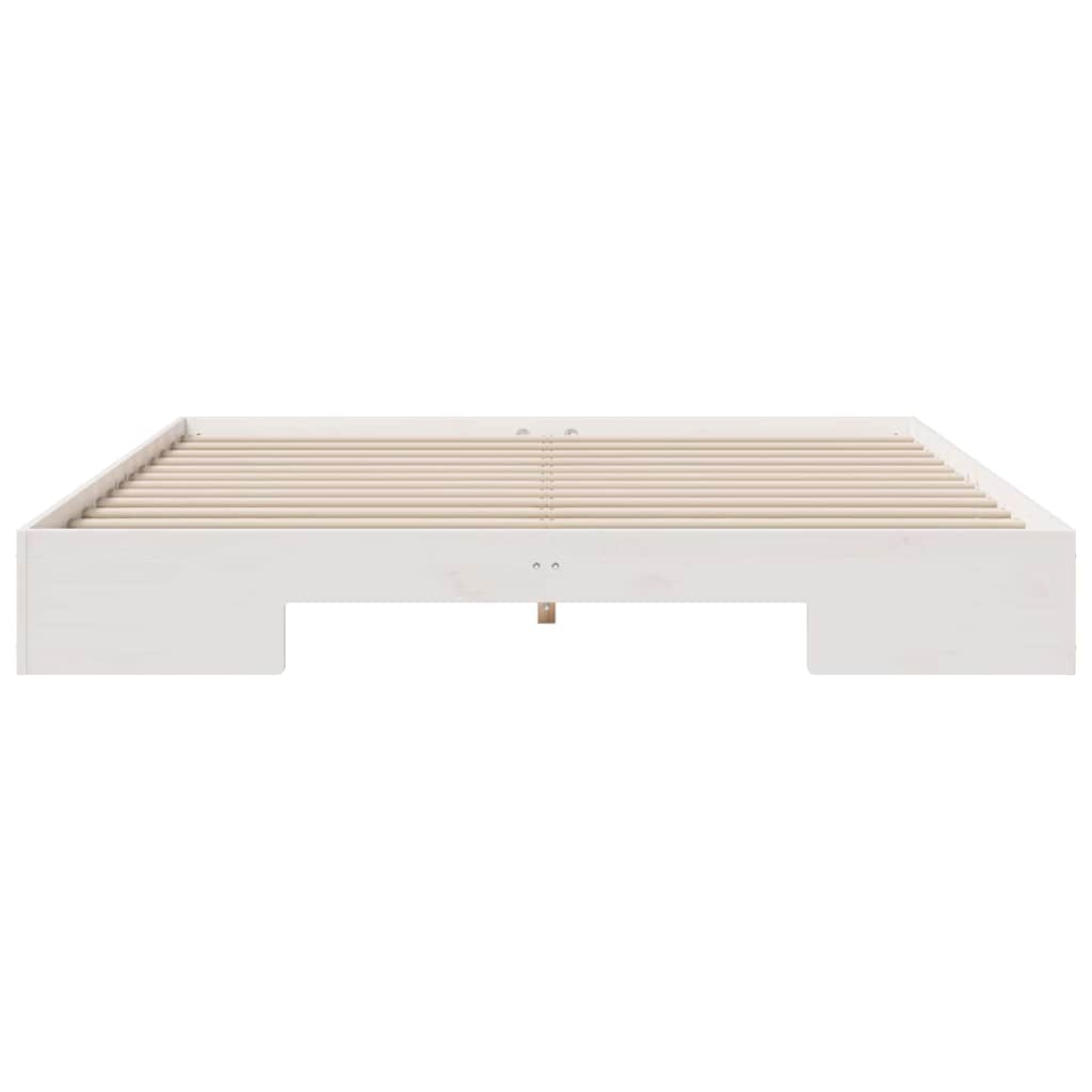 Struttura letto a terra Bianco Legno di pino massello