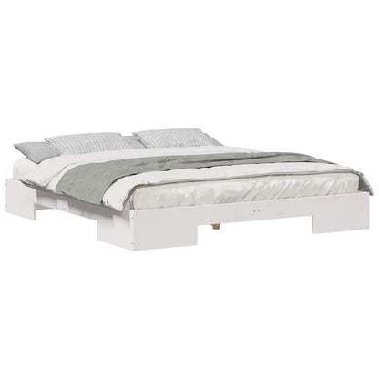 Struttura letto a terra Bianco Legno di pino massello