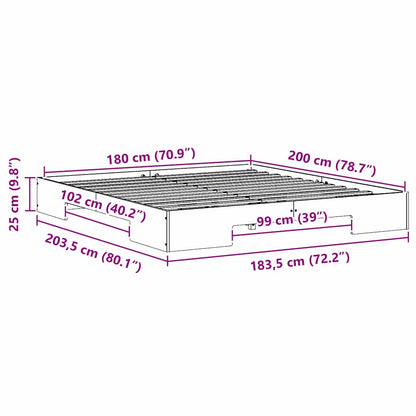 Struttura letto a terra Bianco 180 x 200 cm