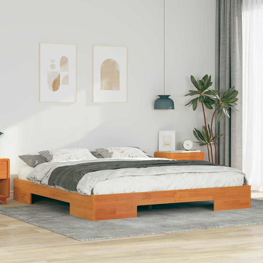 Struttura letto a terra Marrone Legno di pino massello
