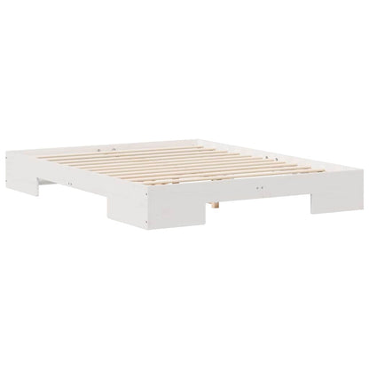 Struttura letto a terra Bianco Legno di pino massello