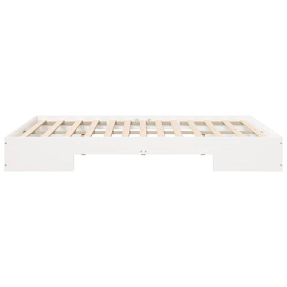 Struttura letto a terra Bianco Legno di pino massello