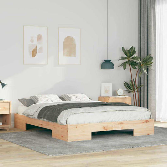 Struttura letto a terra Marrone Legno di pino massello