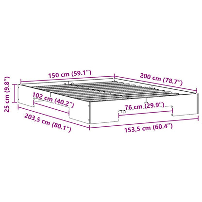 Struttura letto a terra con archiviazione Marrone 150 x 200 cm