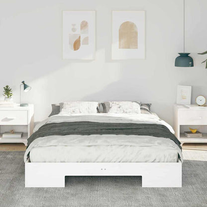 Struttura letto a terra Bianco Legno di pino massello