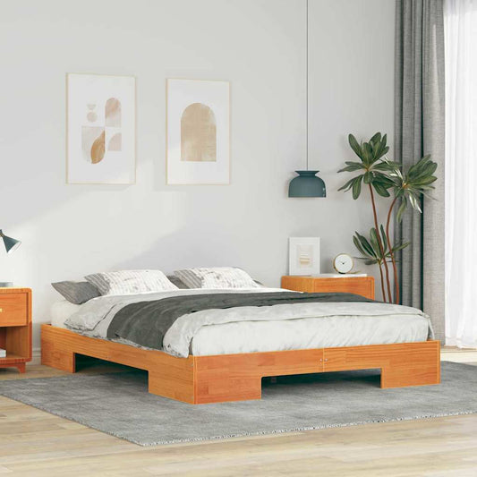 Struttura letto a terra Marrone Legno di pino massello