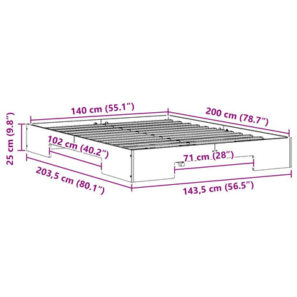 Struttura letto a terra con archiviazione Marrone 140 x 200 cm