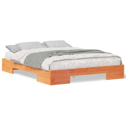 Struttura letto a terra Marrone Legno di pino massello