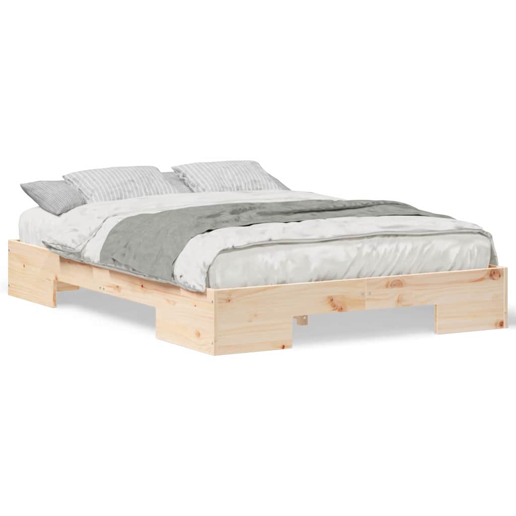 Struttura letto a terra Marrone Legno di pino massello