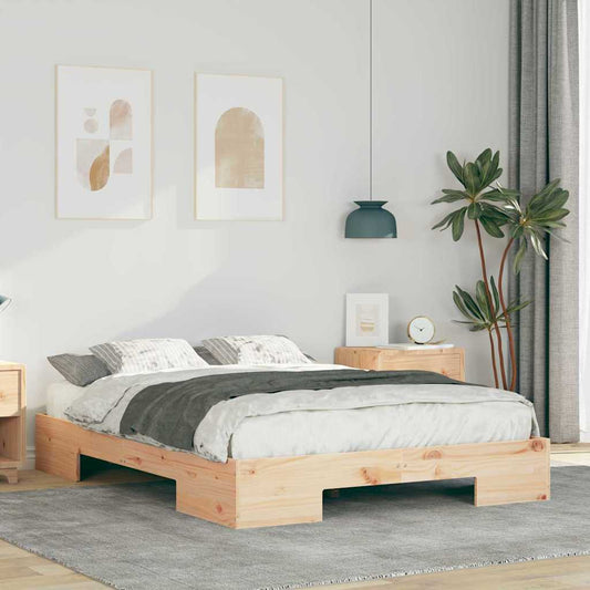 Struttura letto a terra Marrone Legno di pino massello