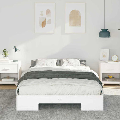 Struttura letto a terra Bianco Legno di pino massello
