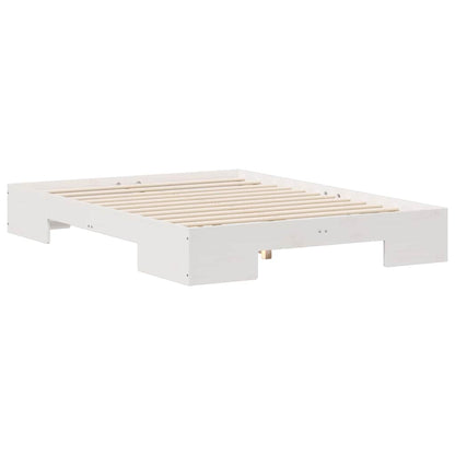 Struttura letto a terra Bianco Legno di pino massello