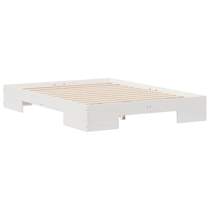 Struttura letto a terra Bianco Legno di pino massello