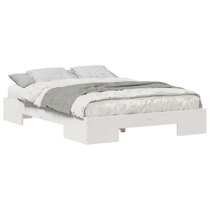 Struttura letto a terra Bianco Legno di pino massello