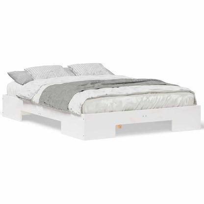 Struttura letto a terra Bianco Legno di pino massello