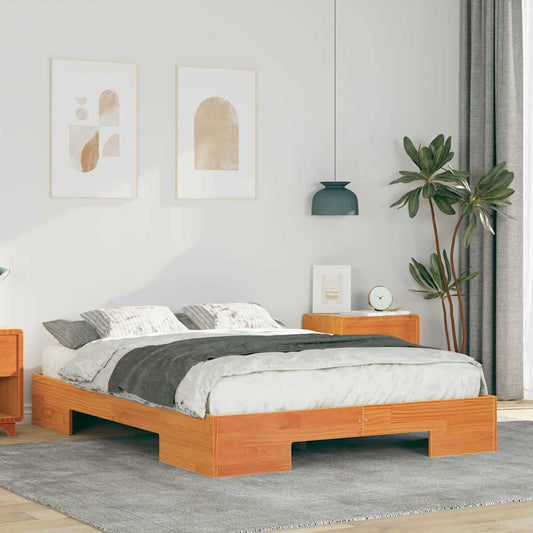 Struttura letto a terra Marrone Legno di pino massello