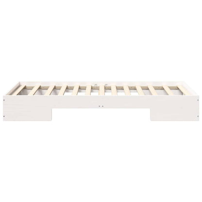 Struttura letto a terra Bianco Legno di pino massello