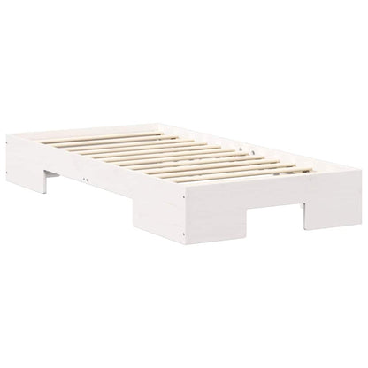 Struttura letto a terra Bianco Legno di pino massello