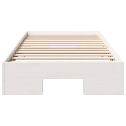 Struttura letto a terra Bianco Legno di pino massello