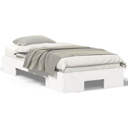Struttura letto a terra Bianco Legno di pino massello