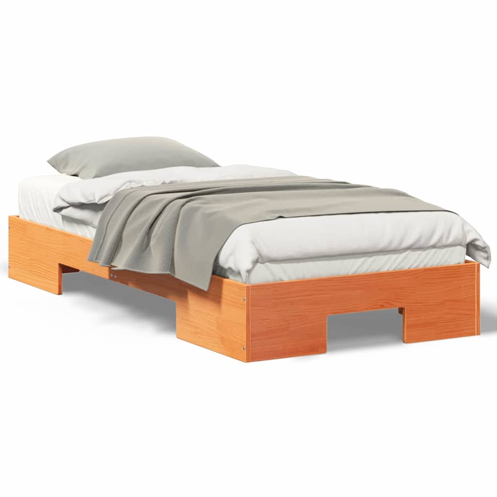 Struttura letto a terra Marrone Legno di pino massello