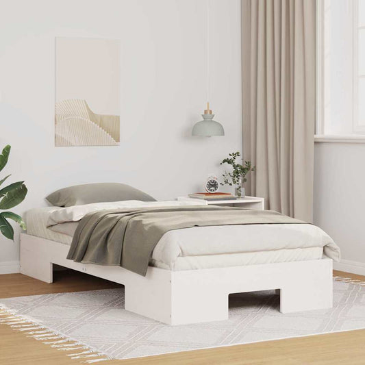 Struttura letto a terra Bianco Legno di pino massello