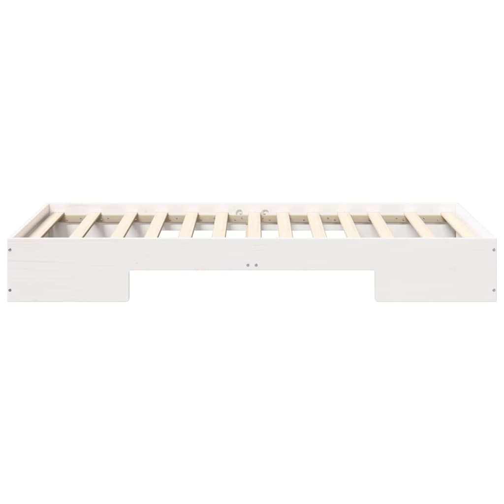 Struttura letto a terra Bianco Legno di pino massello