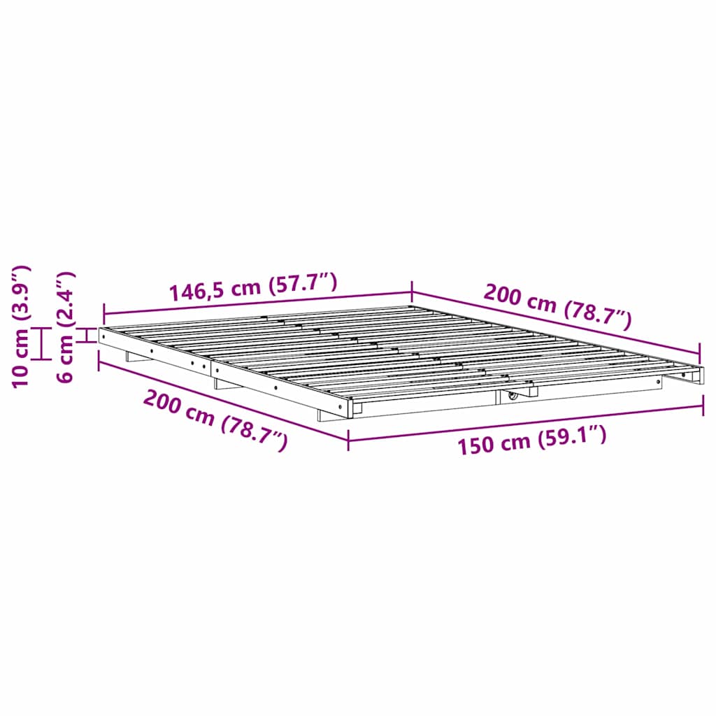 Struttura del letto Marrone 150 x 200 cm Pino massello | homemem39
