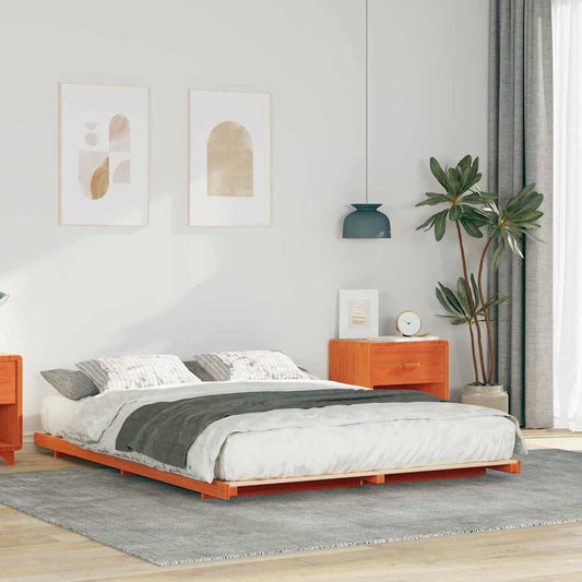 Struttura letto a terra Cera marrone 150 x 200 cm