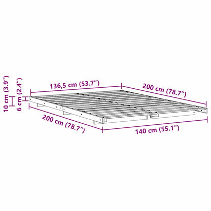 Struttura letto a terra Cera marrone 140 x 200 cm