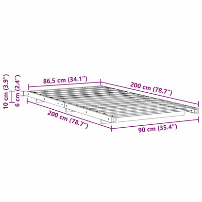 Struttura del letto Marrone cerato 90 x 200 cm Pino massello | homemem39