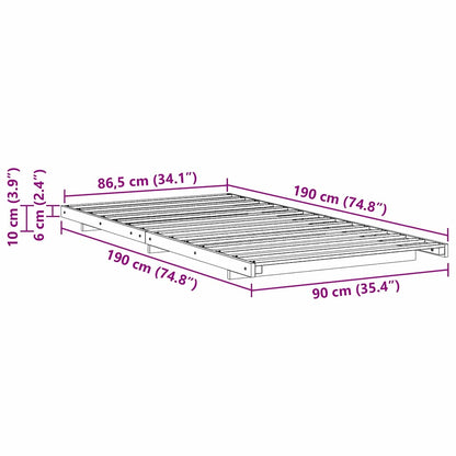 Struttura del letto Marrone cerato 90 x 190 cm Pino massello | homemem39
