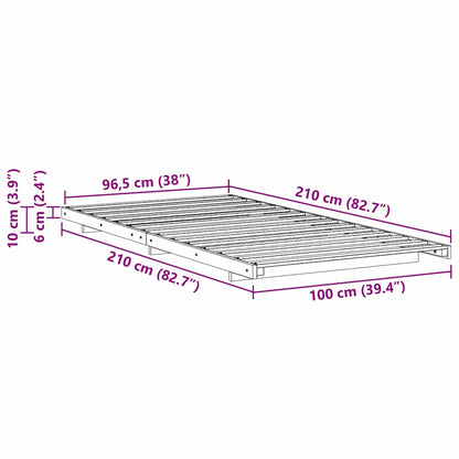 Struttura del letto Marrone cerato 100 x 210 cm Pino massello | homemem39
